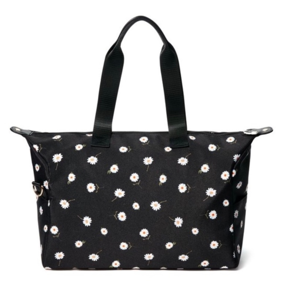 New Alice + Olivia Black Daisy Print Duffle Weekender Bag Tote by Stacey Bendet